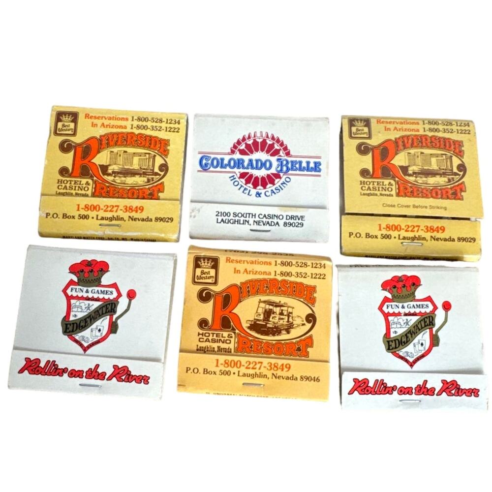 Vintage Laughlin Nevada Matchbooks Riverside Resort Edgewater Colorado Belle 80s